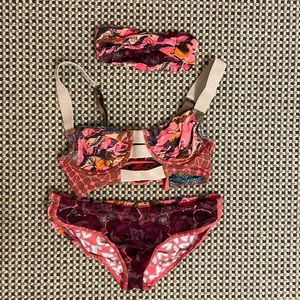 Maaji bikini 3 piece set - reversible prints with headband included.